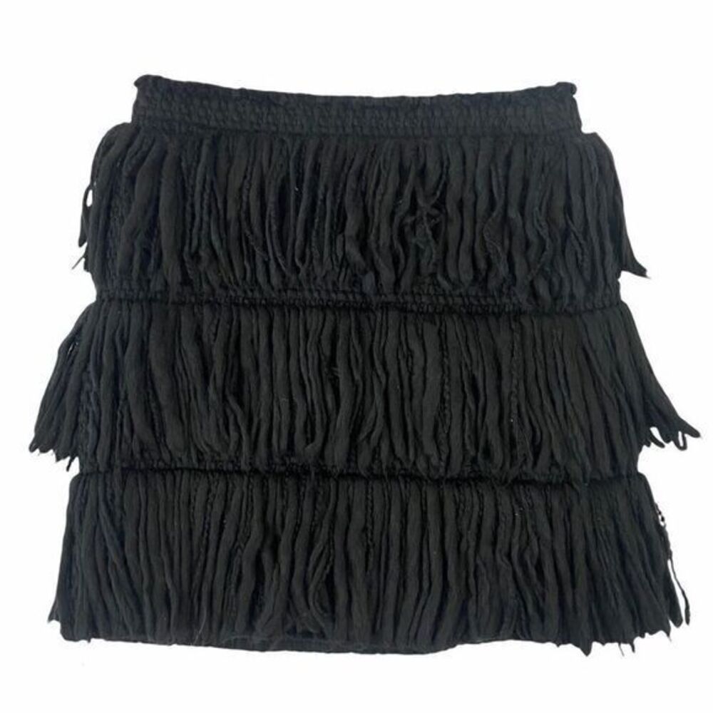 Lanvin River 2014 Runway Wool Blend Fringe Mini Skirt